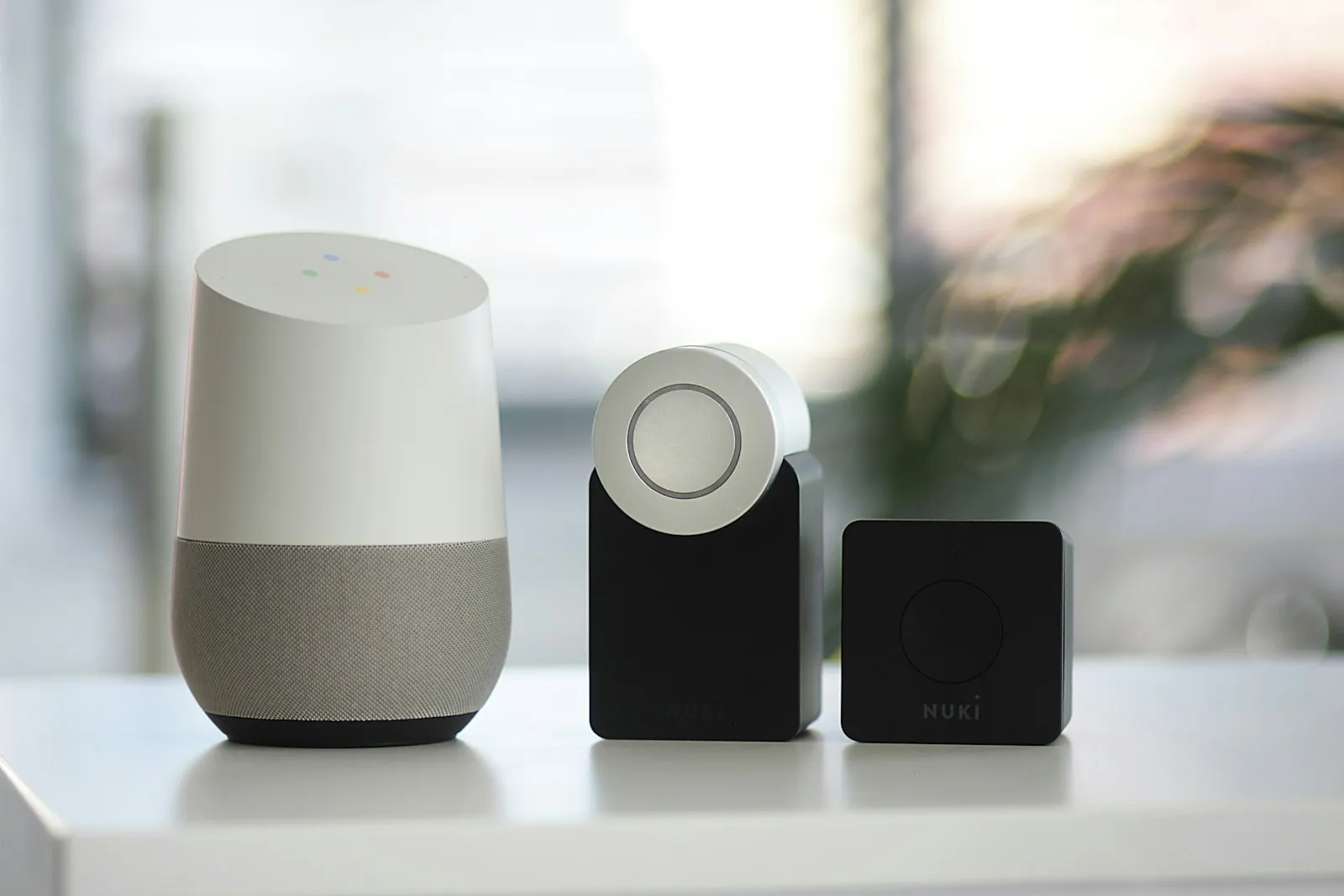 Google smart speaker on a table