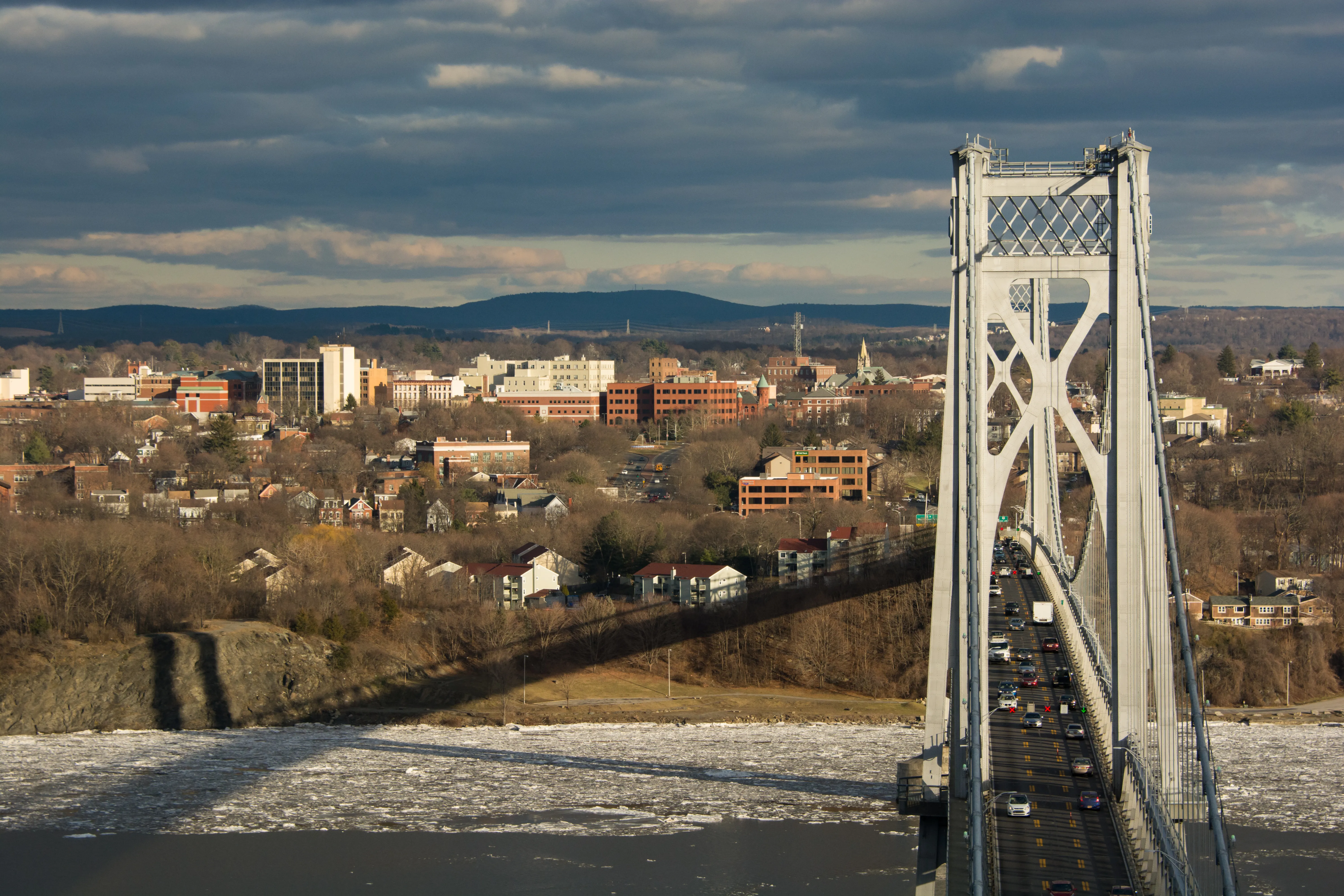 Mid-Hudson Bridge and Poughkeepsie viewed from Franny Reese State Park