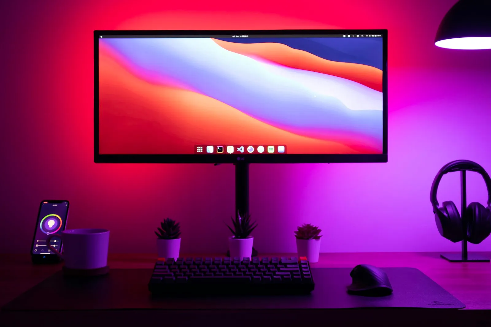 Computer monitor and keyboard setup