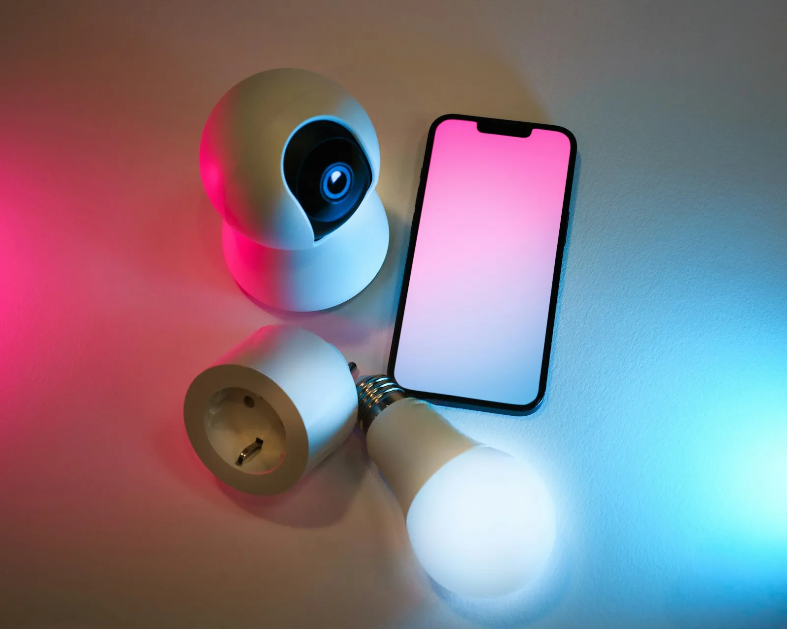 Smartphone and flashlight on a table