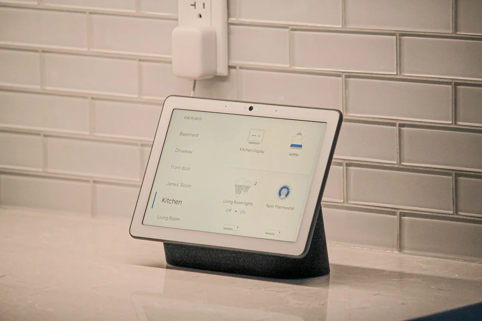 Tablet with a screen showing content